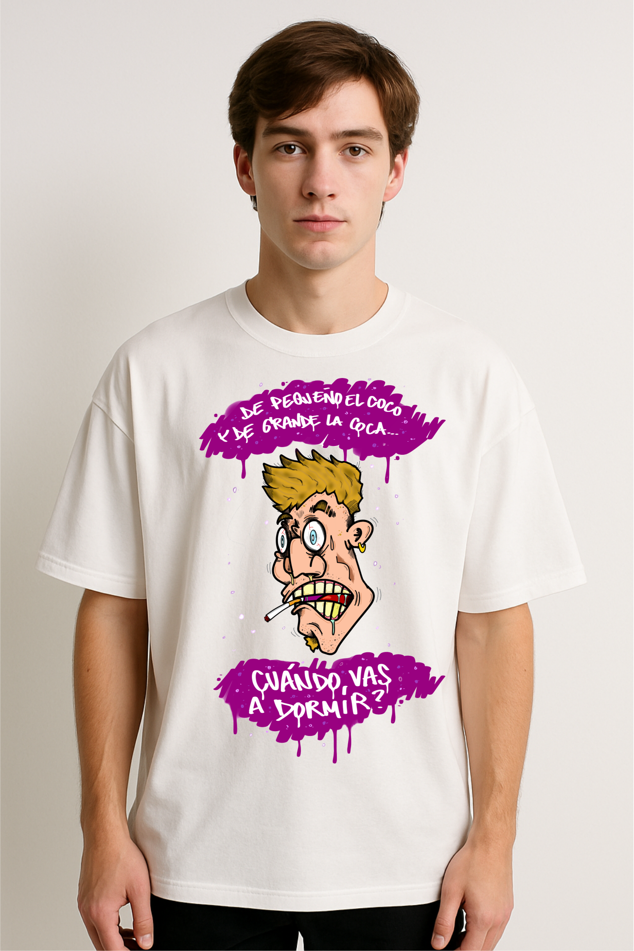 Insomnio Blanco Camiseta Oversize